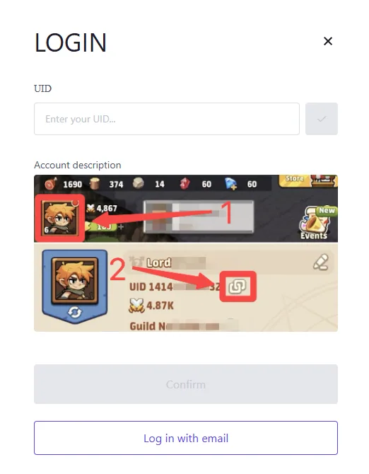 Log in on the store