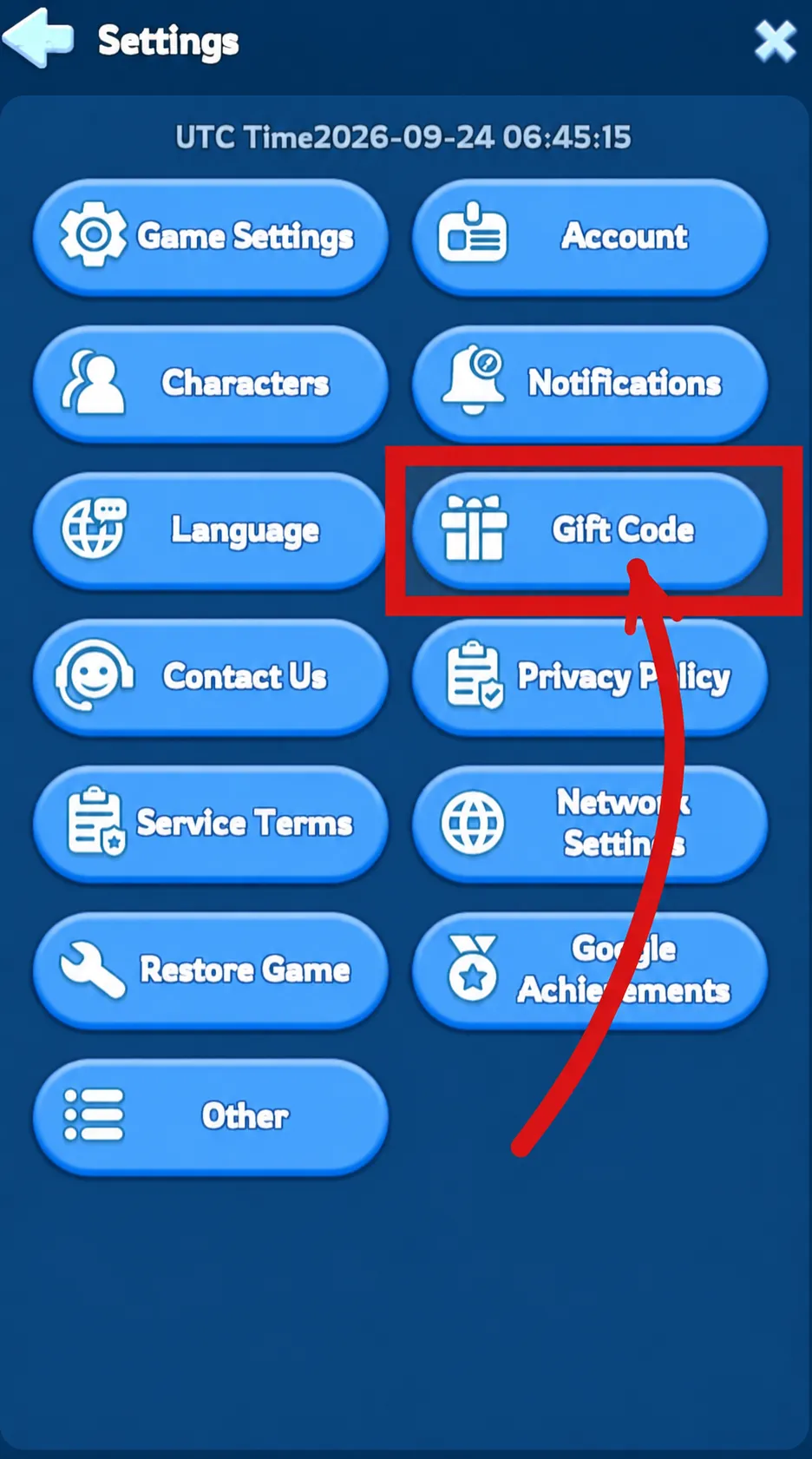 Enter the gift code